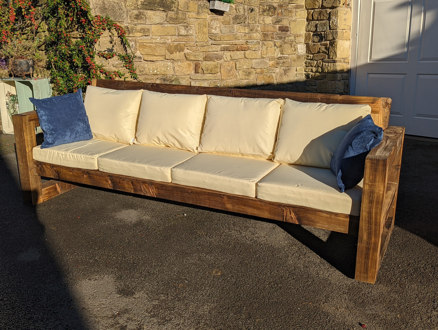 Solid Wood Garden Sofa 4 seat