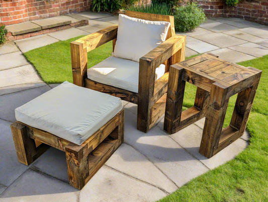 Solid Wood Garden Chair/Lounger Single set