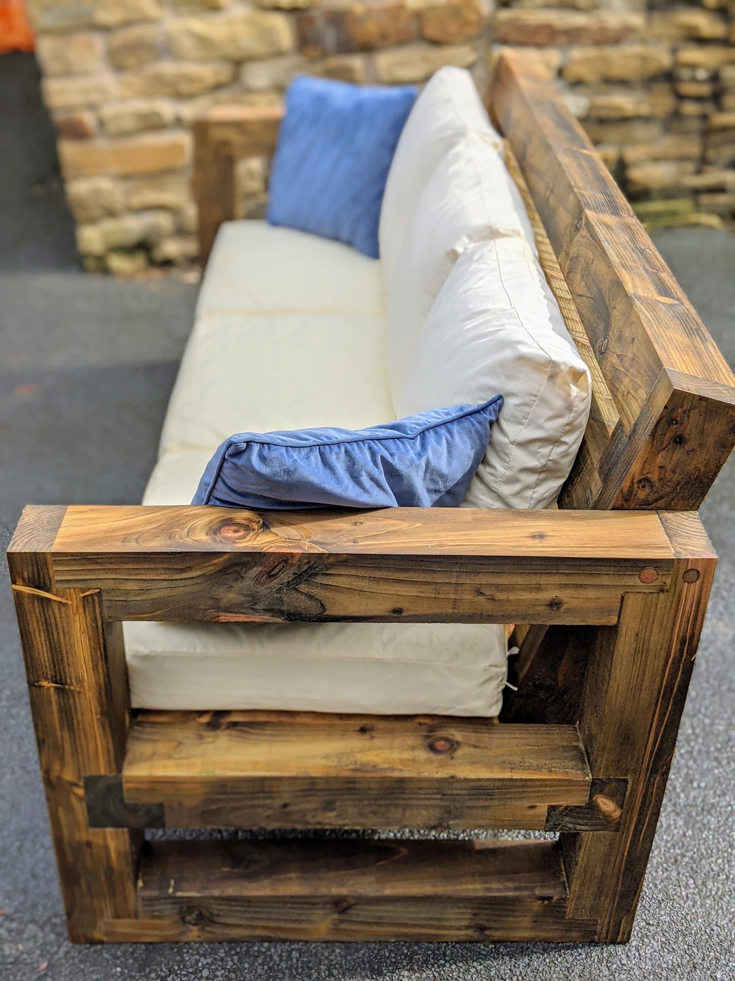 Solid Wood Garden Sofa 3 seat