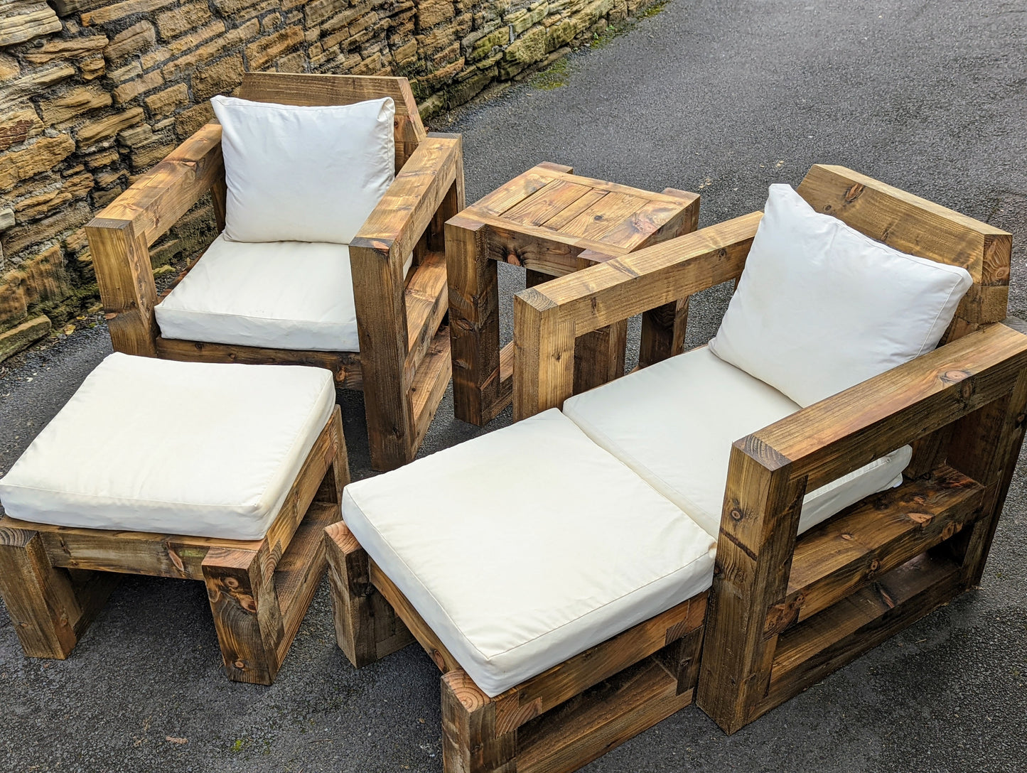 Solid Wood Garden Chair/Lounger Full Set