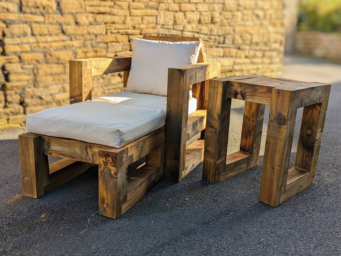 Solid Wood Garden Chair/Lounger Single set