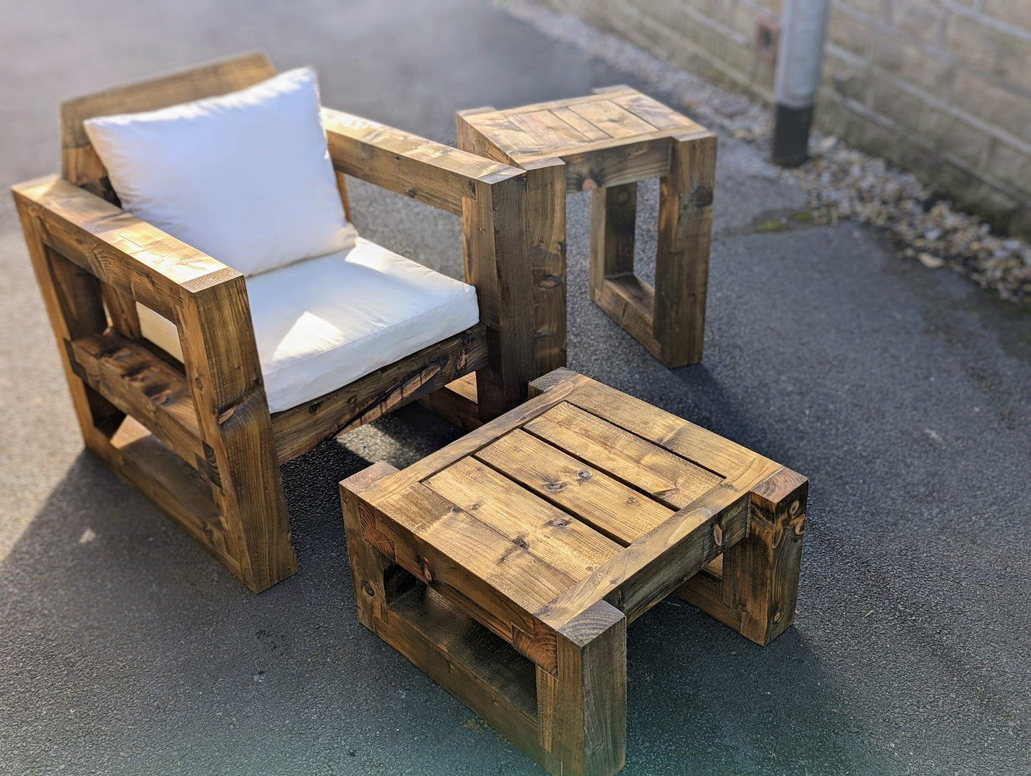 Solid Wood Garden Chair/Lounger Single set