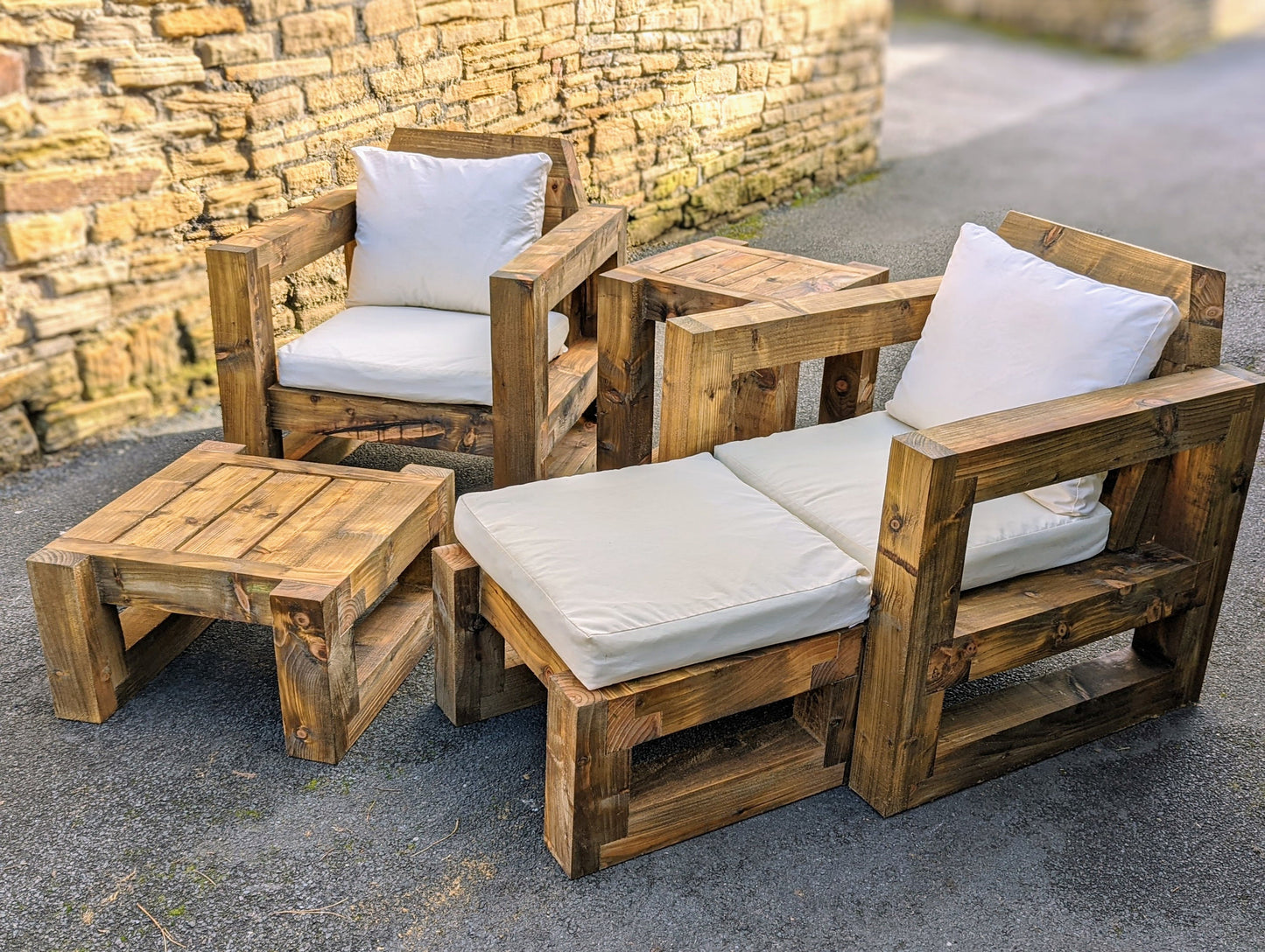 Solid Wood Garden Chair/Lounger Full Set
