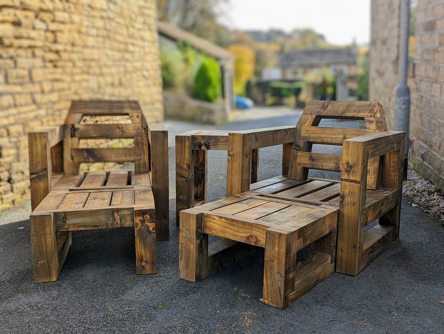 Solid Wood Garden Chair/Lounger Full Set