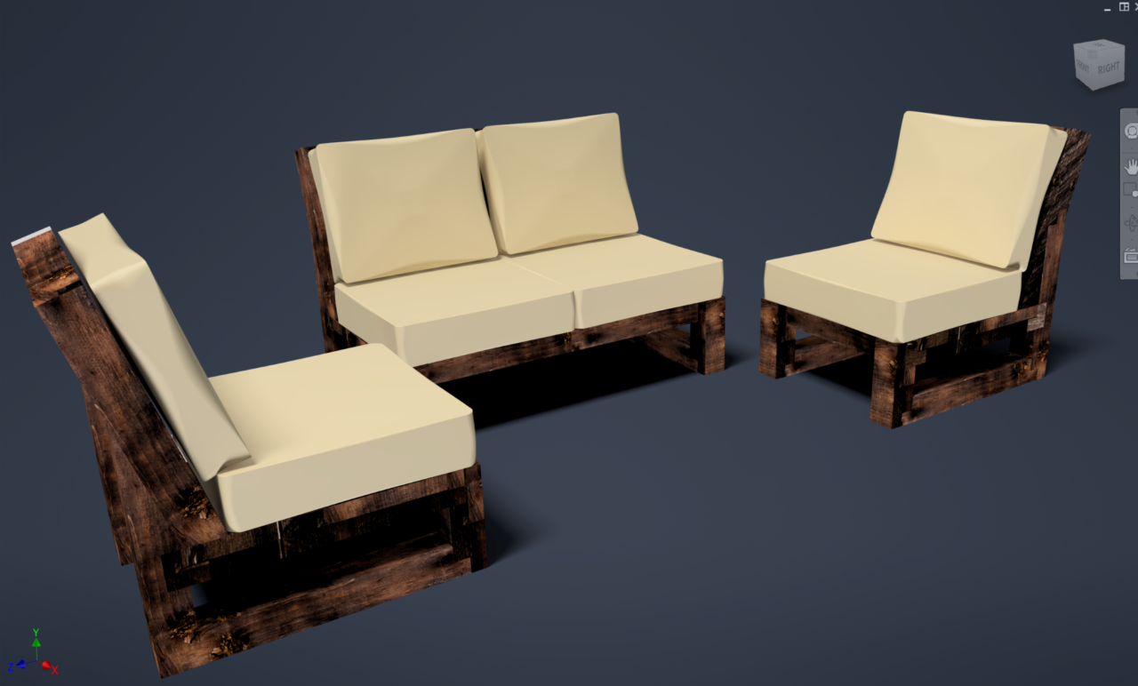 Solid wood Armless Set