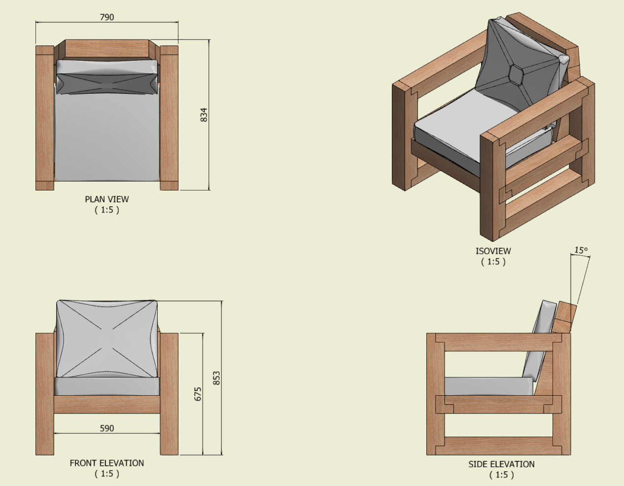 Solid Wood Garden Chair/Lounger