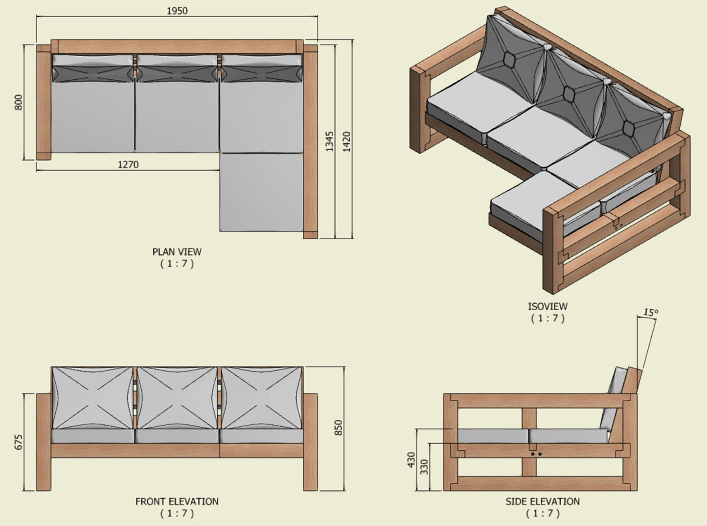 Solid Wood Garden Daybed