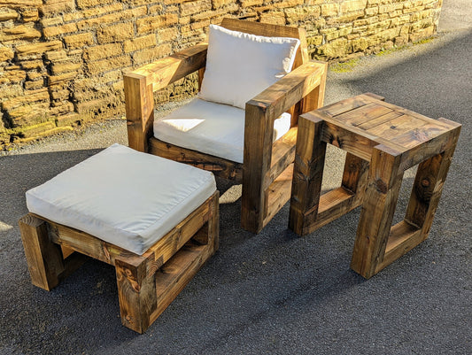 Solid Wood Garden Chair/Lounger Single set