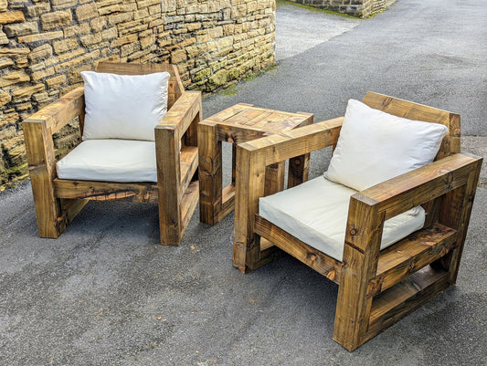 Solid Wood Garden Chair/Lounger Half set