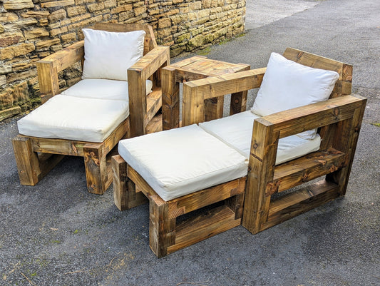 Solid Wood Garden Chair/Lounger Full Set