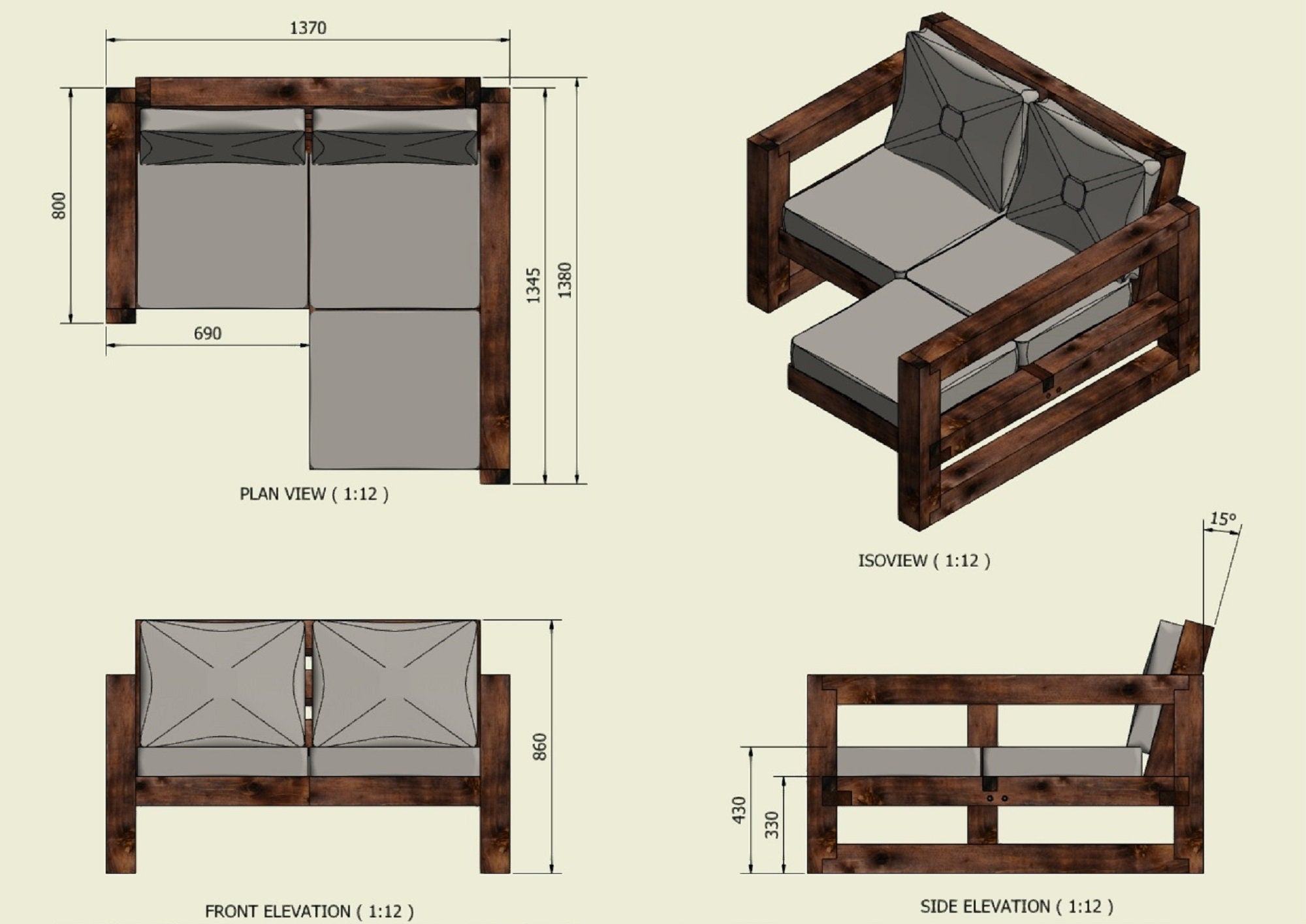 Full shop wooden sofa